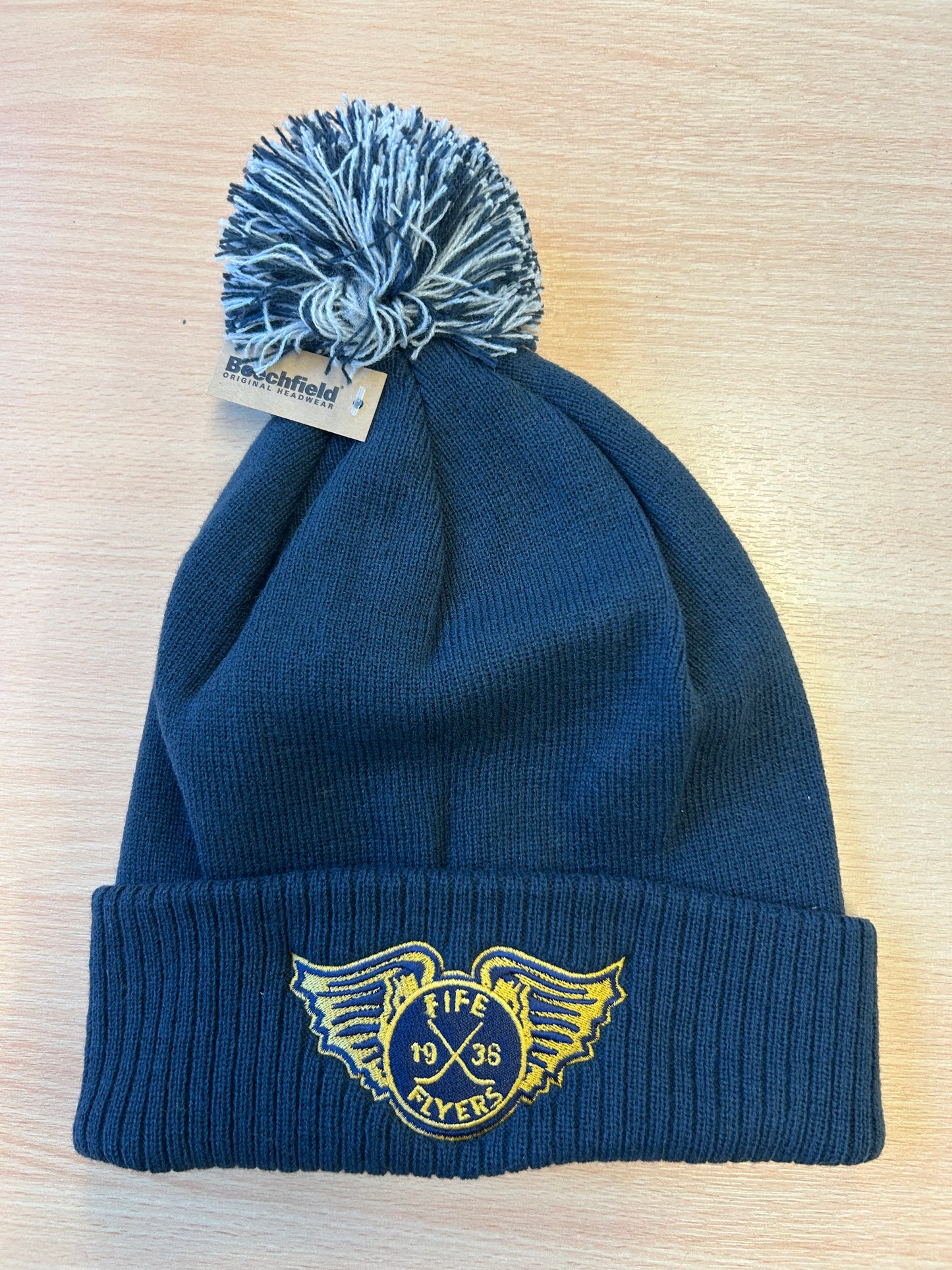 Adult Navy knit bobble hat