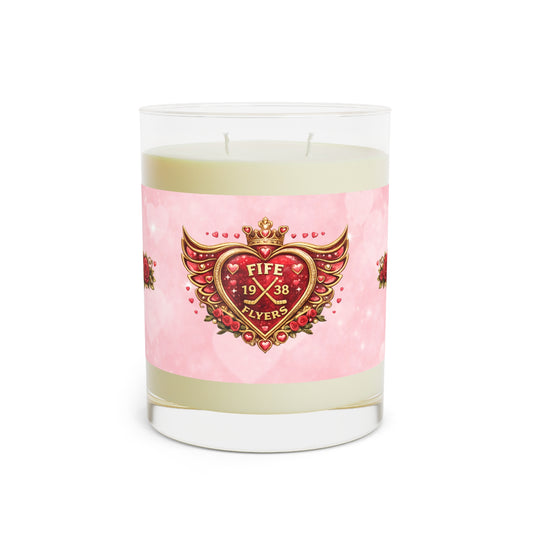 11oz Scented Candle — Pink Vintage Heart & Roses Design (Fife Flyers)