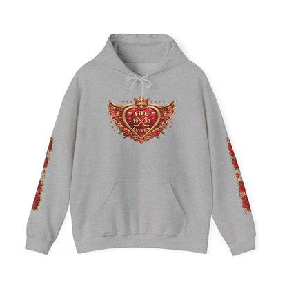 Heart & Roses Hoodie — 'Fife 1938 Lovers' Vintage Tattoo Style Pullover