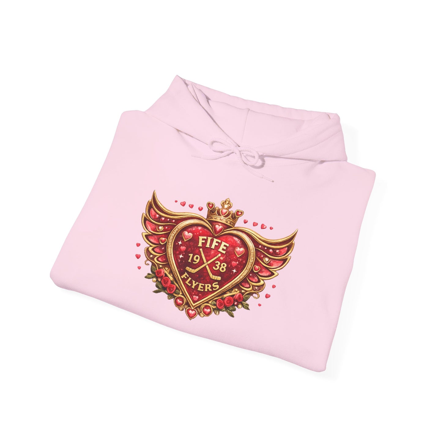 Heart & Roses Hoodie — 'Fife 1938 Lovers' Vintage Tattoo Style Pullover