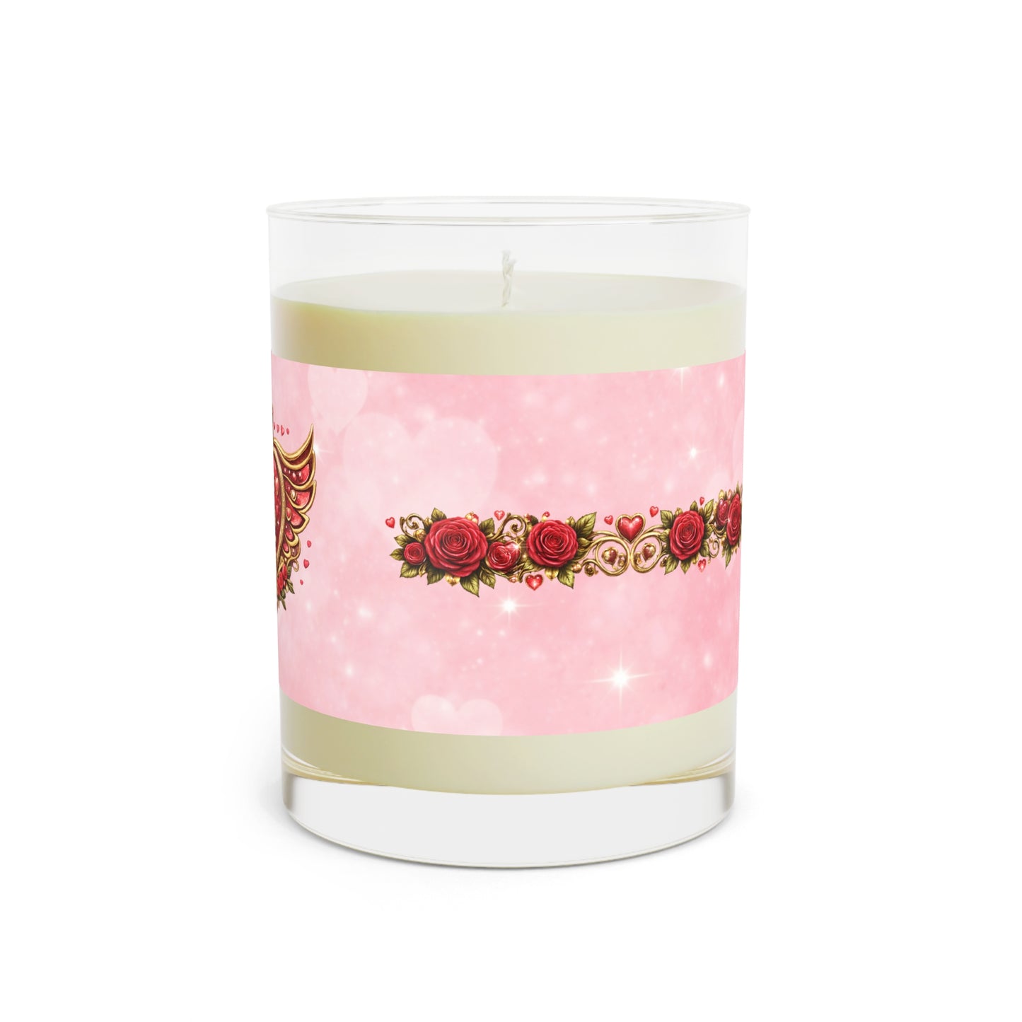11oz Scented Candle — Pink Vintage Heart & Roses Design (Fife Flyers)