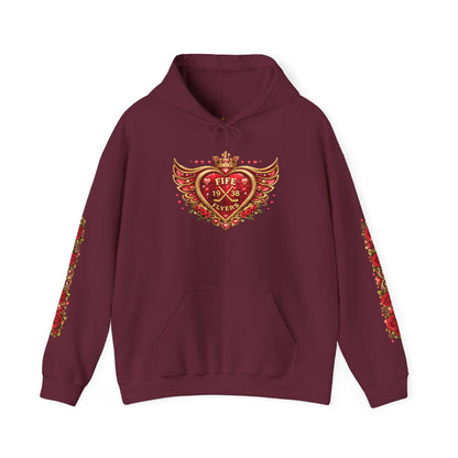 Heart & Roses Hoodie — 'Fife 1938 Lovers' Vintage Tattoo Style Pullover
