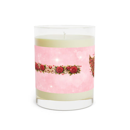 11oz Scented Candle — Pink Vintage Heart & Roses Design (Fife Flyers)