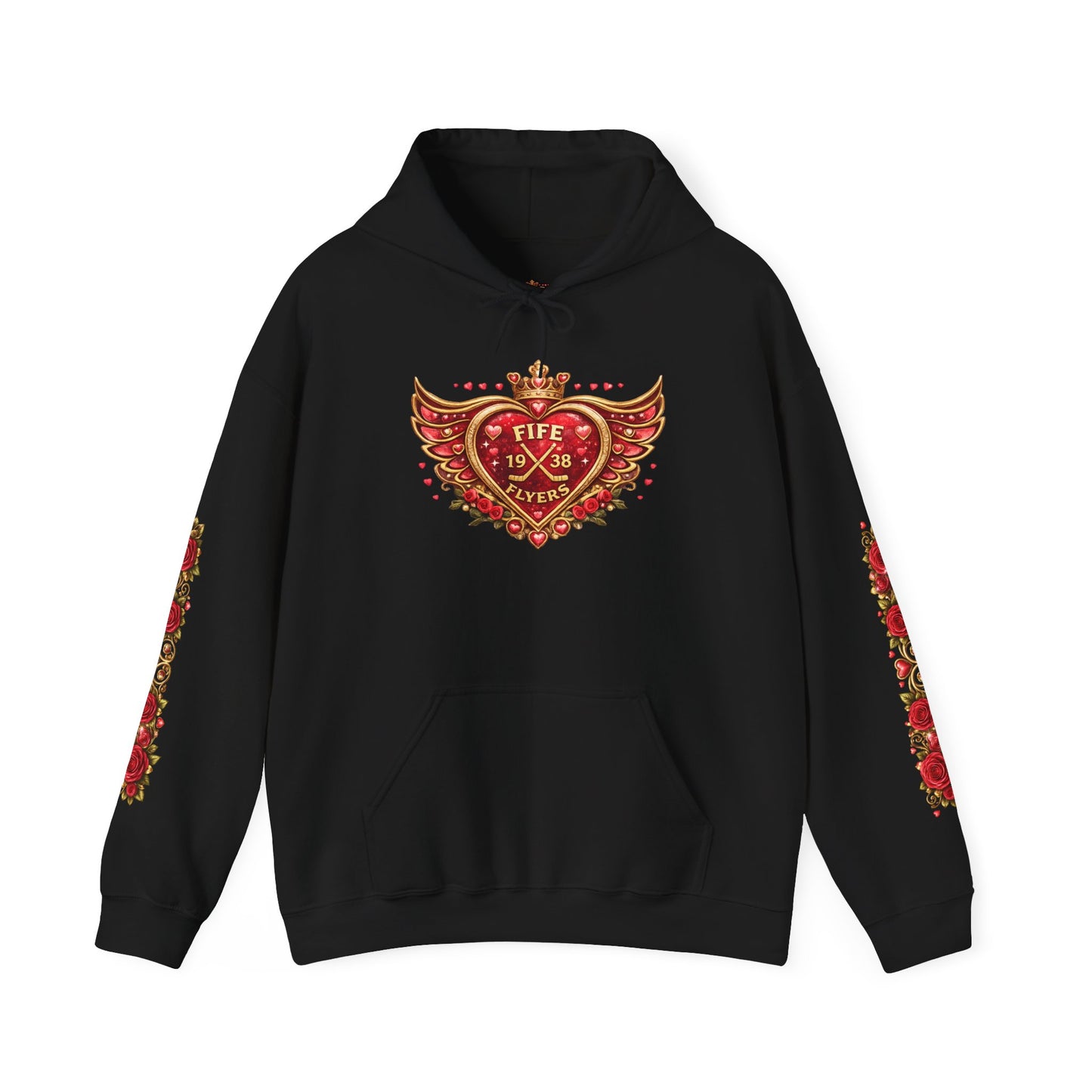 Heart & Roses Hoodie — 'Fife 1938 Lovers' Vintage Tattoo Style Pullover