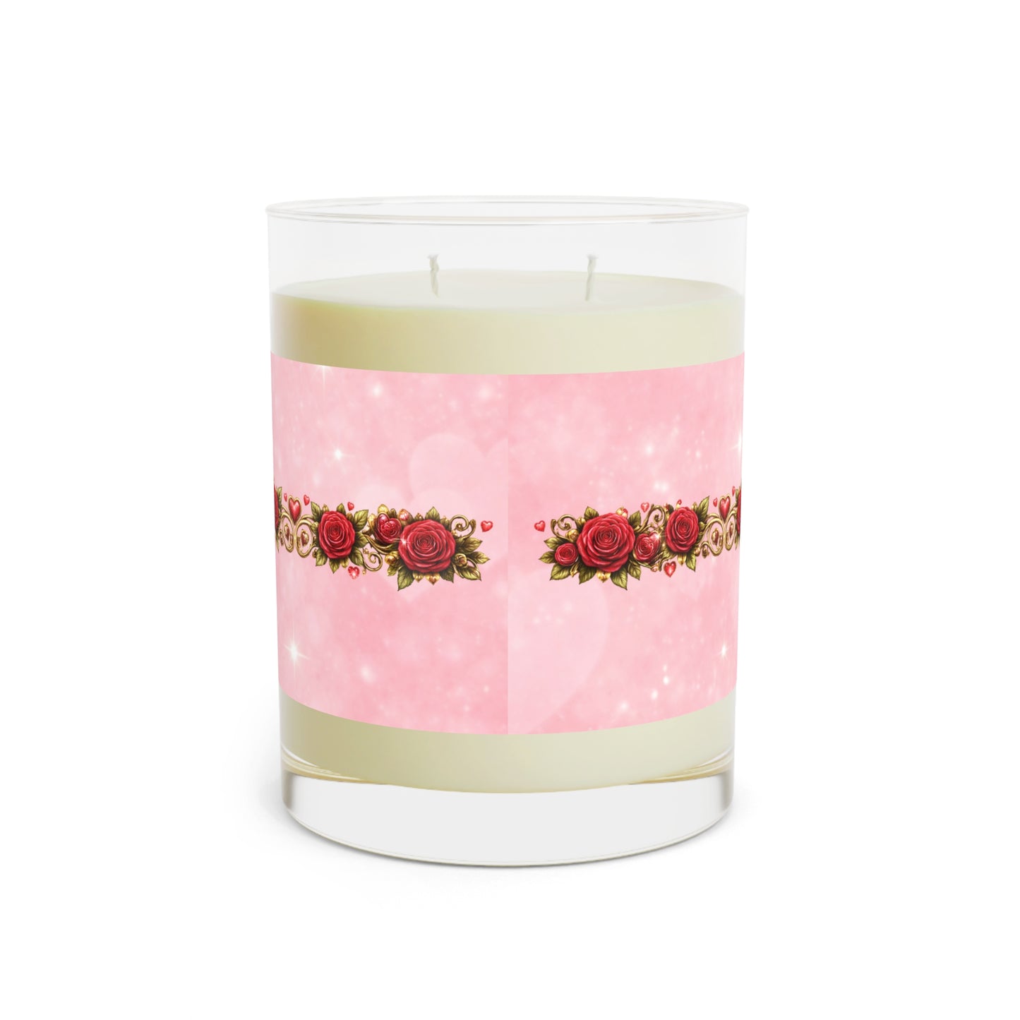 11oz Scented Candle — Pink Vintage Heart & Roses Design (Fife Flyers)