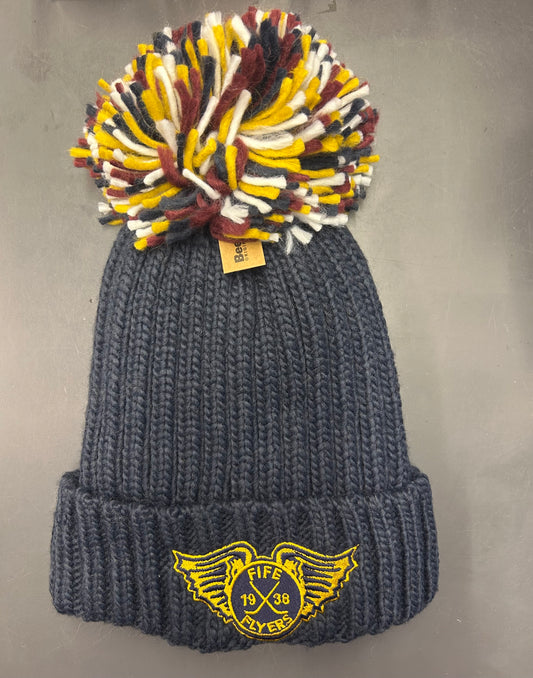 Adult Navy heavyweight knit Pom Pom hat