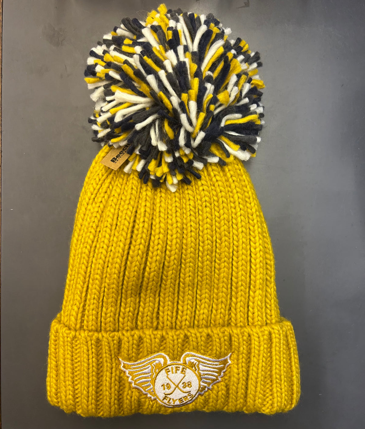Adult Mustard heavyweight knit Pom Pom hat