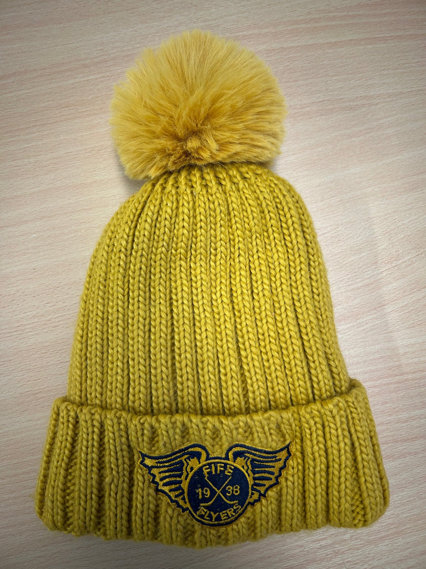 Deluxe Mustard heavyweight knit Pom Pom hat