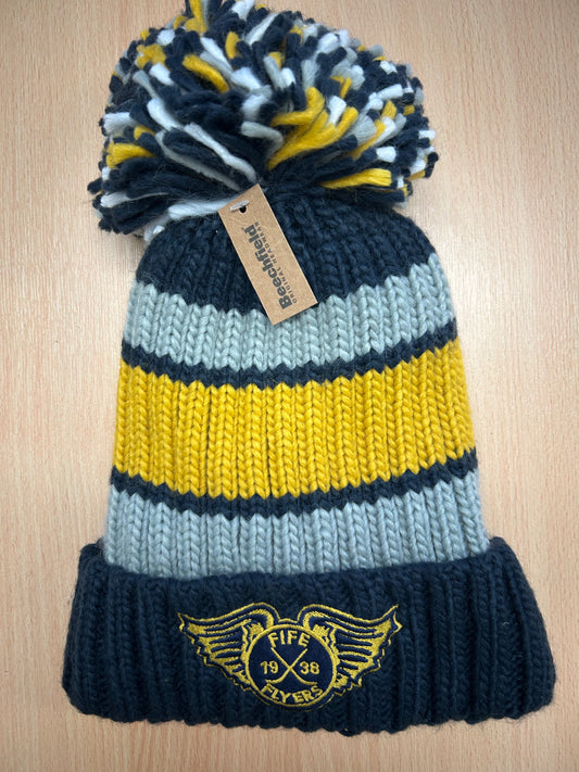 Adult Stripped chunky knit Pom Pom hat