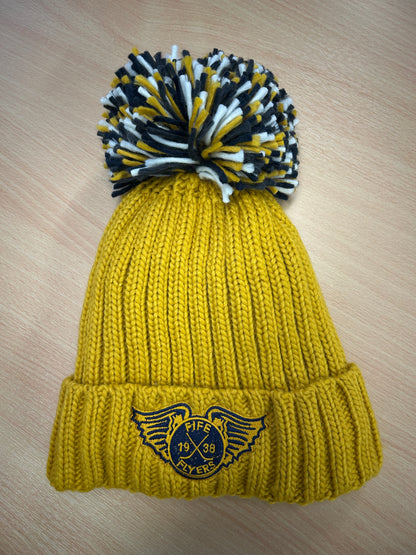 Adult Mustard heavyweight knit Pom Pom hat