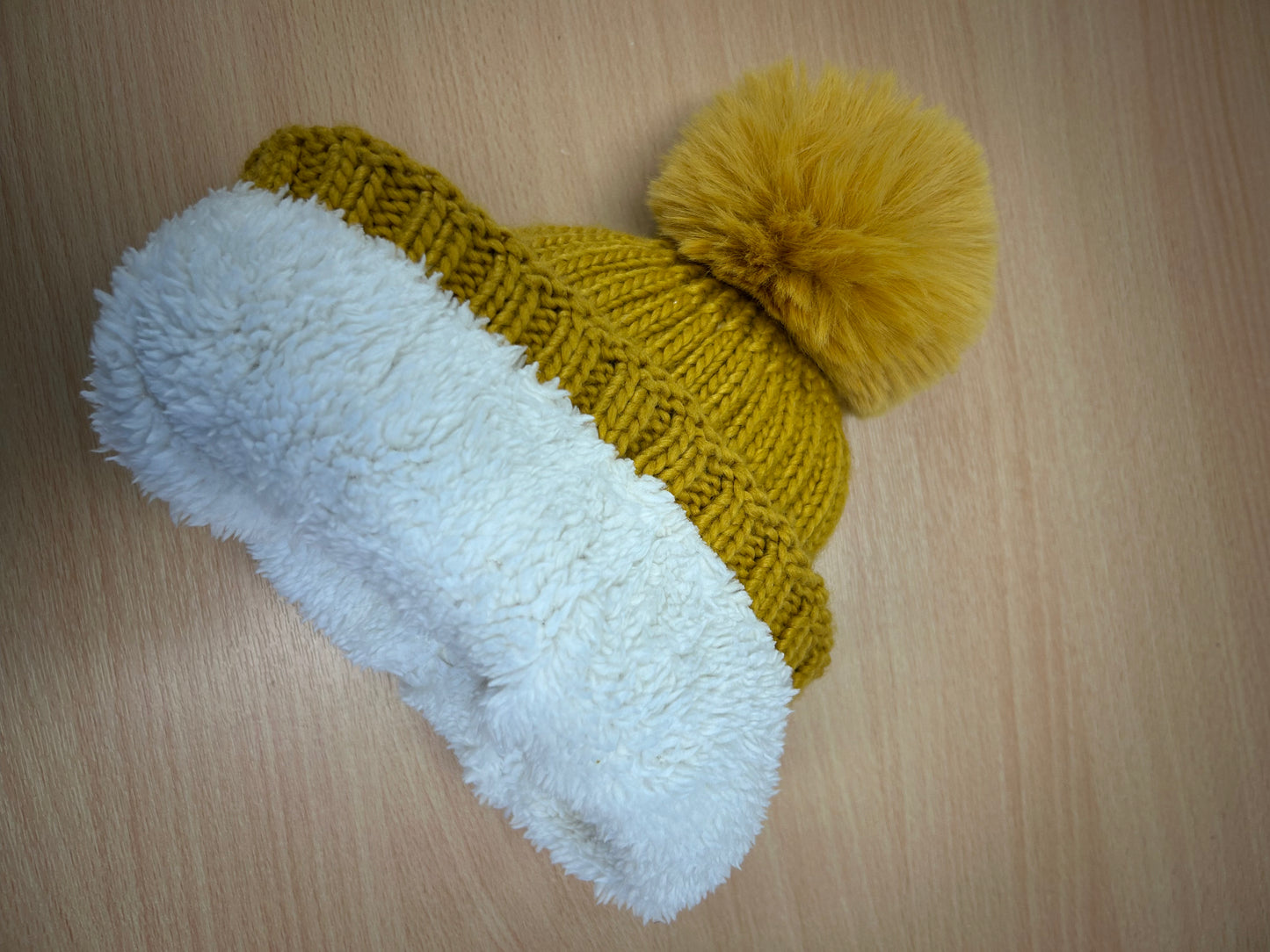 Deluxe Mustard heavyweight knit Pom Pom hat