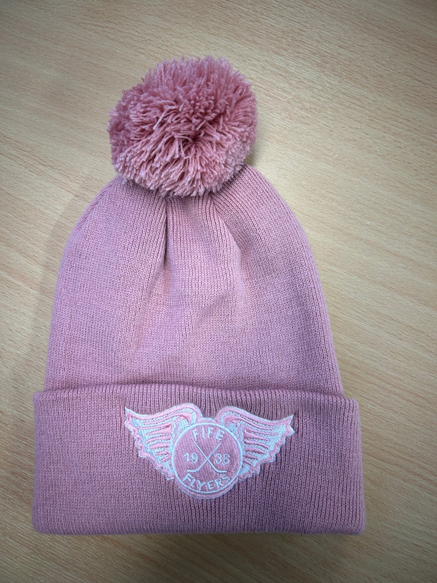 Kids Dusky Pink Pom Pom beanie