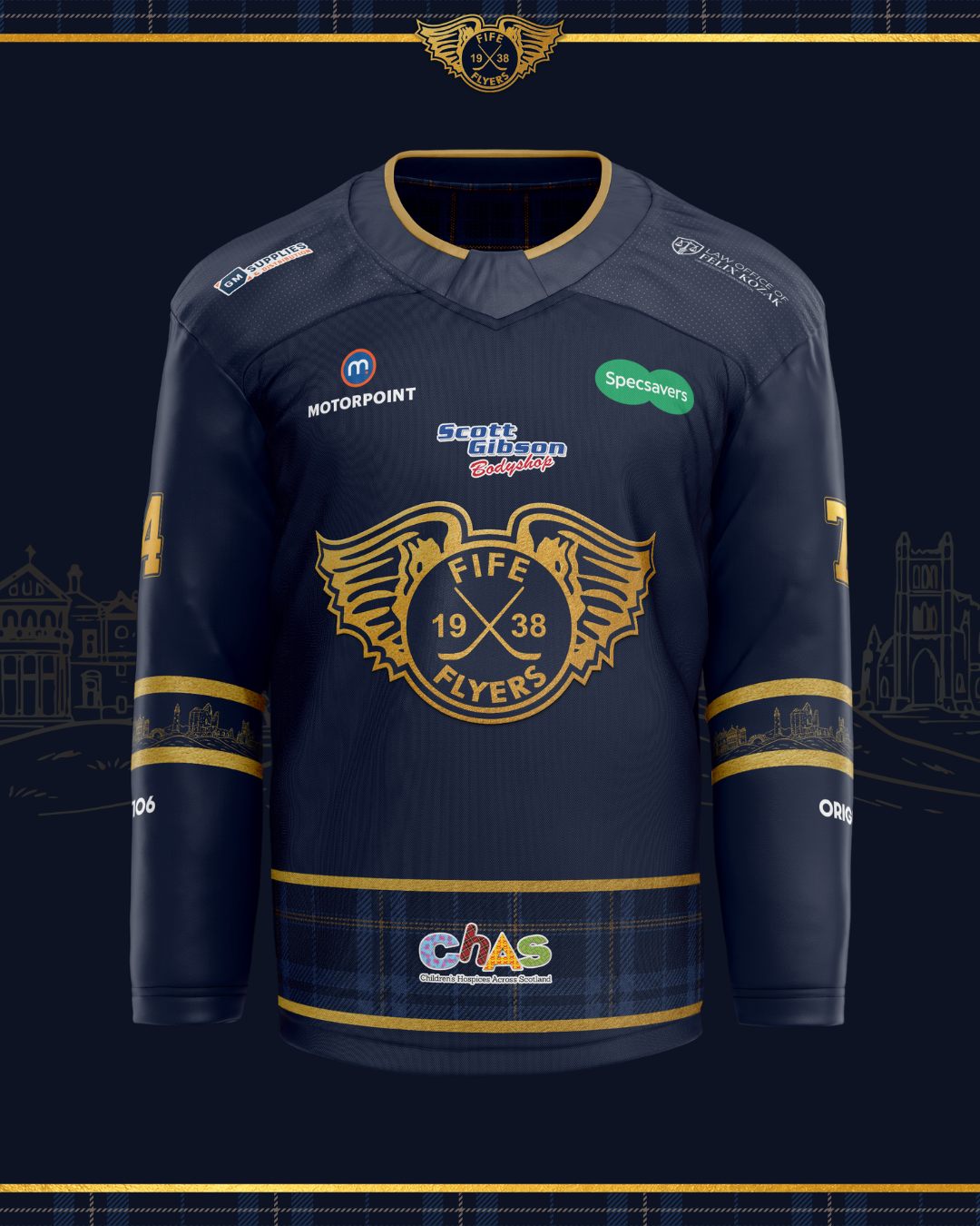 🔵 The Home Armour – Season 2026-27 Fife Flyers Replica Jersey (Navy Blue)