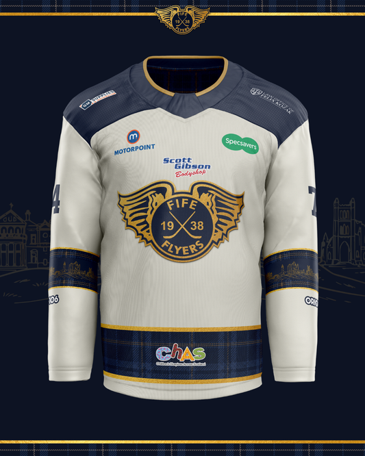 🏰 The Home Armor – Fife Flyers Official Player Authentic Warrior Jersey (White) Season 2026-27