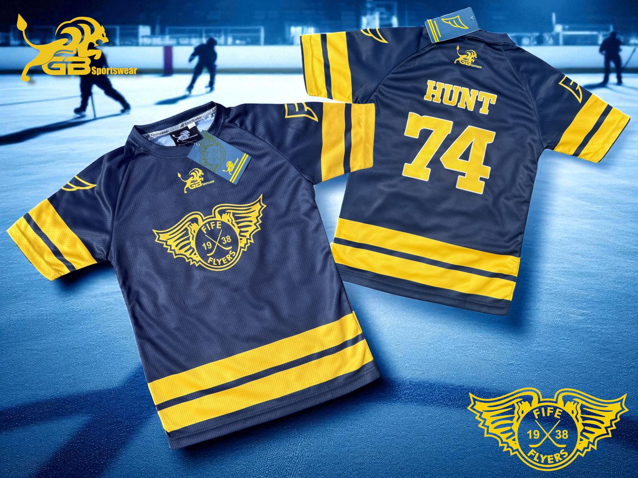 GB Sportswear x Fife Flyers – GARET HUNT #74 Short Sleeve Jersey T-Shirt
