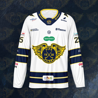 ⚪ The Winter Campaign – Fife Flyers Replica Away Jersey (White) Reduced Prices!! Now £40 (RRP £50) and £45 (RRP £60) !!